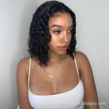 Jerry Curly 4x4 Lace Front Wig Short Bob Frontal Human Hair Wigs Deep Wave Brazilian Remy Pre Plucked 4x4 Closure 150% Density